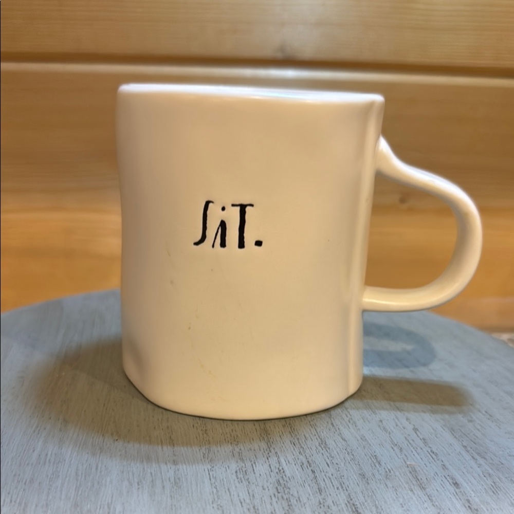 Rae Dunn‎ “Sit” White Ceramic Mug